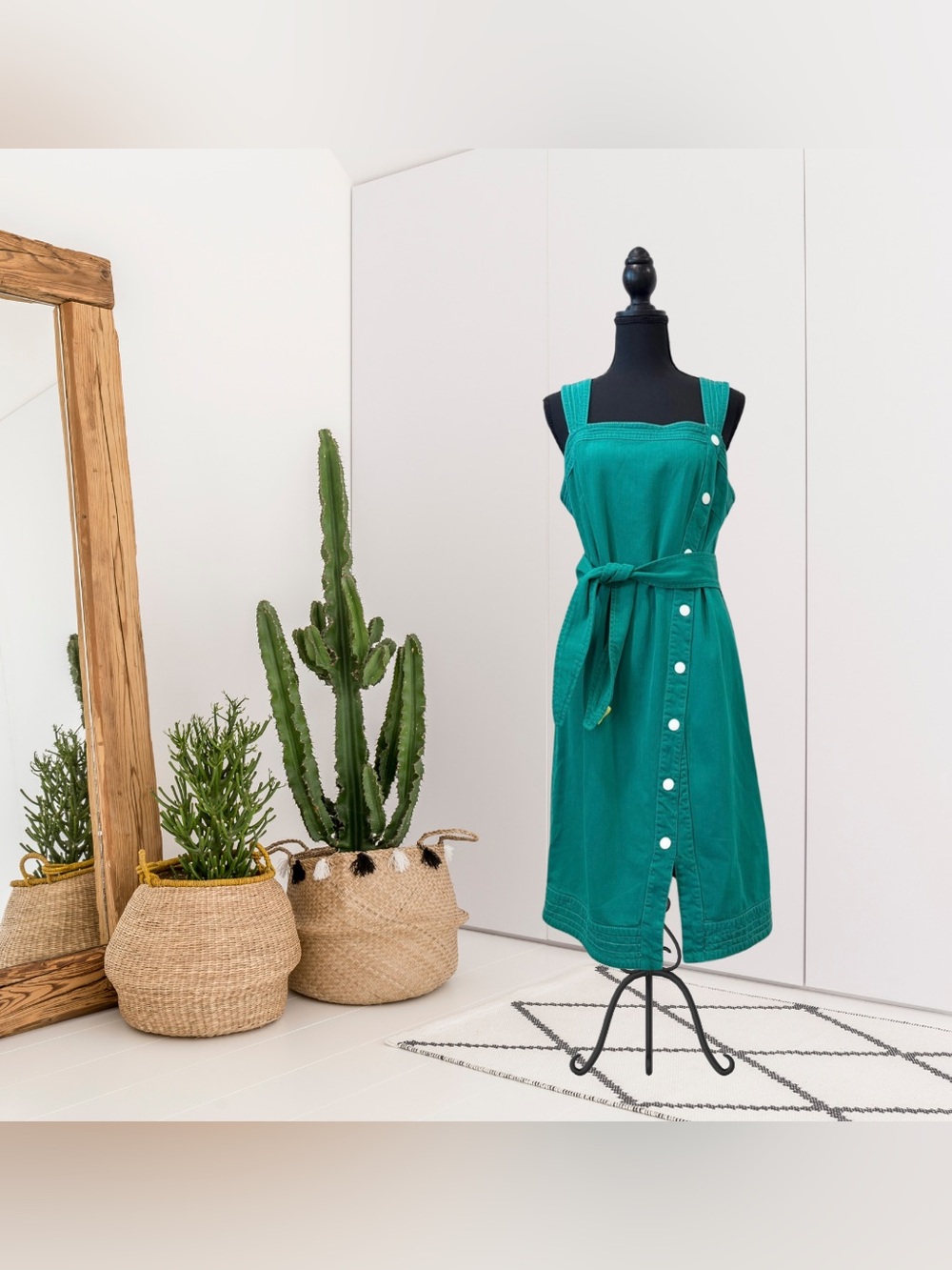 Anthropologie Maeve Elizabeth Sleeveless Button Front Belted Dress